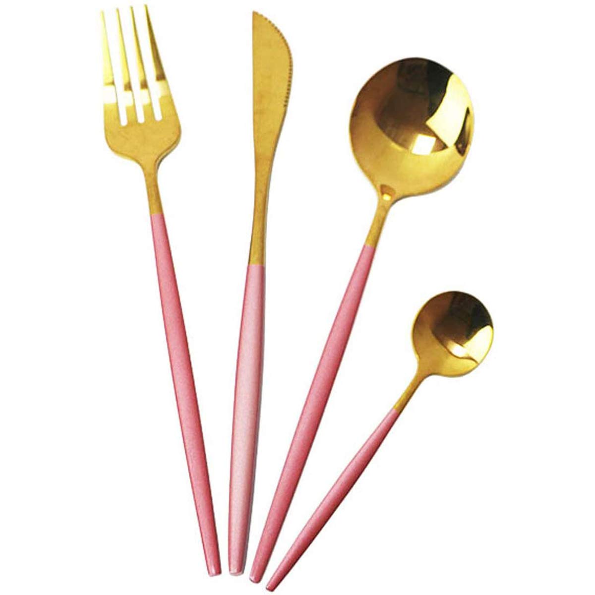 40-Piece Silverware Set 18/10 Stainless Steel Reusable Utensils Forks Spoons Knives Set, Mirror Polished Cutlery Flatware Set, Great for Family Gatherings & Daily Use (Service for 10, Pink Handle)