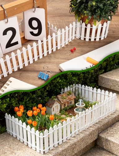 3-Piece Mini Wood Picket Fence for Christmas Village and Fairy Gardens