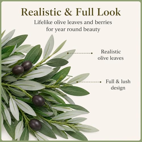 DIY Olive Swag Kit with 24 Faux Stems and 2 Interchangeable Bows