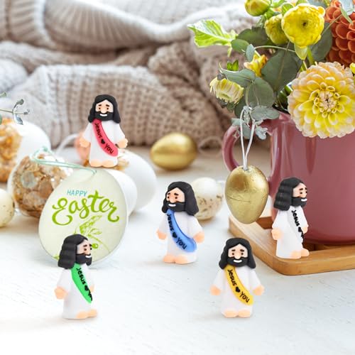 100 Mini Jesus Figurines, Tiny Rubber Religious Pocket Tokens in Bulk