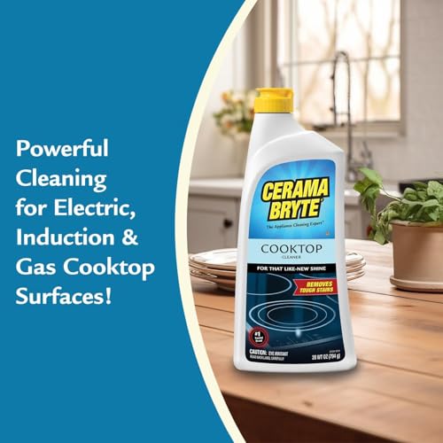 Cerama Bryte Complete Cooktop Cleaning Kit, 10 Cleaner Pads, 1 POW-R Grip Tool, 1 Scraper, and 1 Microfiber Cloth, 28 Fl Oz