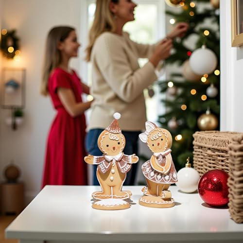 Braxio Gingerbread Boy & Girl 2pc Christmas Decor - Resin Tabletop Miniatures (Boys)