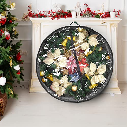 48-Inch Christmas Wreath Storage Bag Durable Oxford Container with Window