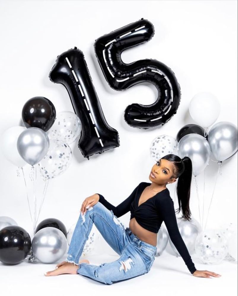 40 Inch Large Number Balloons by [Brand Name] - Black 4 Balloon for Birthday & Graduation Celebrations
