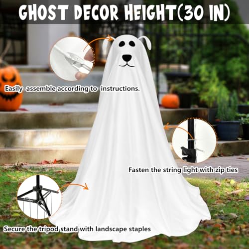 2.5ft Light Up Halloween Ghost Dog Decor - 3D Pop-Up Yard Display