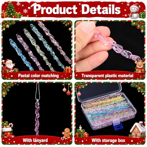 LFUTARI 30 Pcs Pastel Icicle Christmas Ornaments - Candy Theme, Crystal Finish, Twisted Design