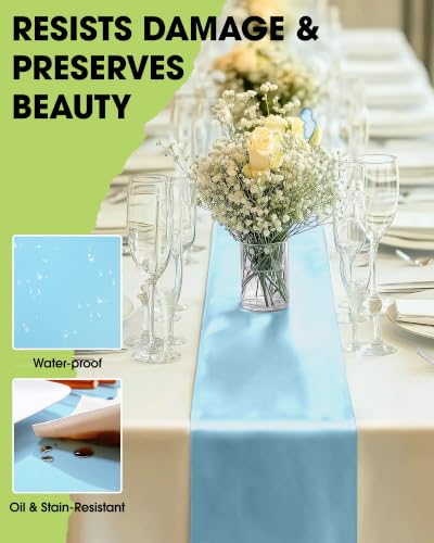 Pureegg Blue Disposable Plastic Table Runner 14x108 Inch - 10 Pack Party Decor