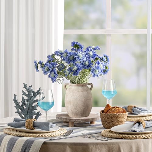Rustic Farmhouse Ceramic Flower Vase - 7.6 Inch Whitewashed Terracotta Decor