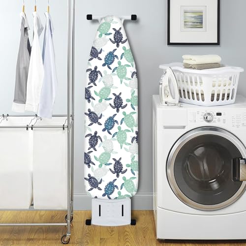 15x54 Inch Ironing Board Cover and Pad, Sea Turtle Beach Coastal Pattern
