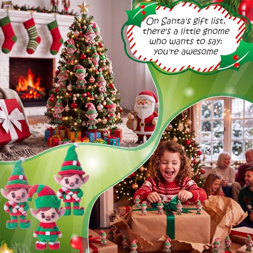 30 Pcs Mini Christmas Elf Figures - Flocked Tiny Elves Holiday Party Favors