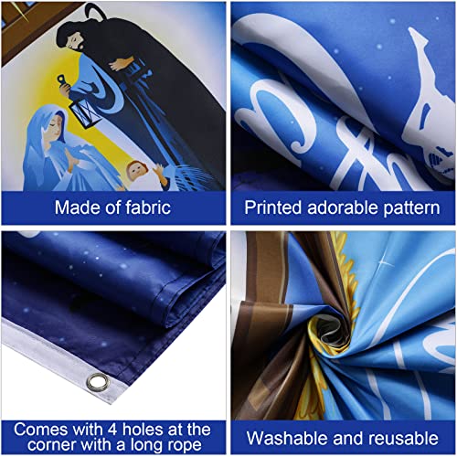 Nativity Christmas Door Cover Nativity Scene Banner 71 x 35 in Polyester Front Door Decor