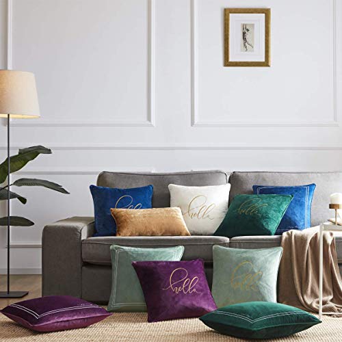 GIGIZAZA Gold Velvet Pillow Covers 12x20 in Pair - 2 Pack, 20 x 12 In Lumbar Cushion Covers