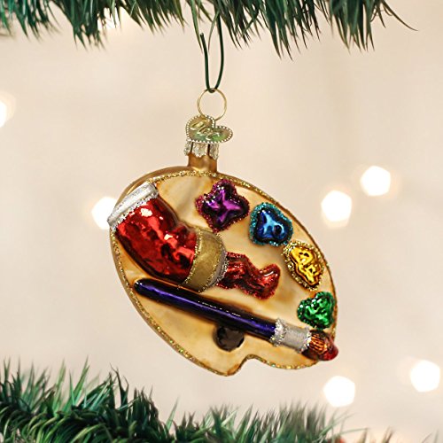 Artist Palette Glass Christmas Tree Ornament, Handcrafted Holiday Keepsake