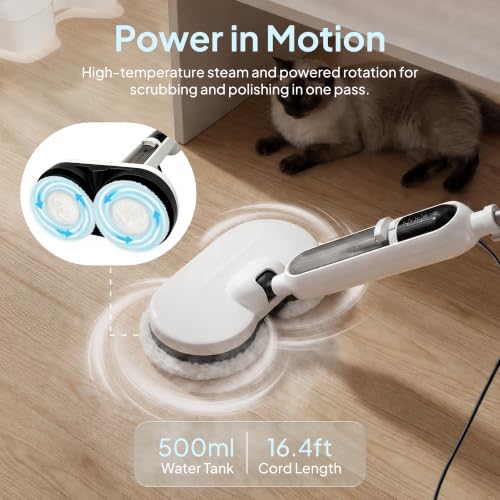 2-in-1 Rotating Steam Mop and Handheld Steam Cleaner with 15 Accessories