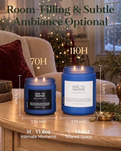 M&SENSE Ode to Winter Large Soy Candle 19.4oz, 110h Burn Time - Holiday Gift