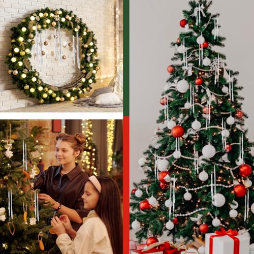 Silver Christmas Tinsel Icicles - 2000 Strands Iridescent Tree Decor, 19.7"