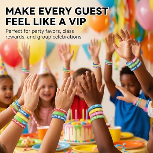 24 PCS Happy Birthday Silicone Wristbands for Party Favors and Prizes