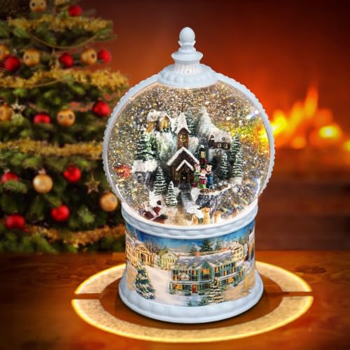 10.24" Lighted Musical Christmas Snow Globe Lantern with Rotating Santa