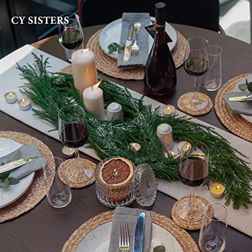Round Woven Water Hyacinth Placemats, 13.5-Inch Braided Table Mats, Set of 6