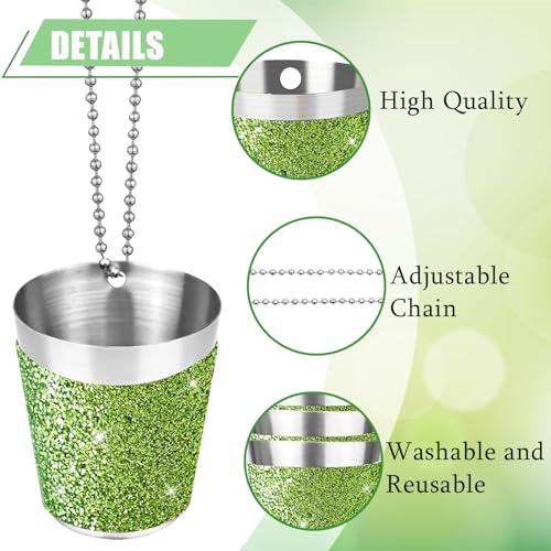 Sitroasho 30 Pcs Stainless Steel Shot Glass Necklaces 1 oz with Chains for Parties