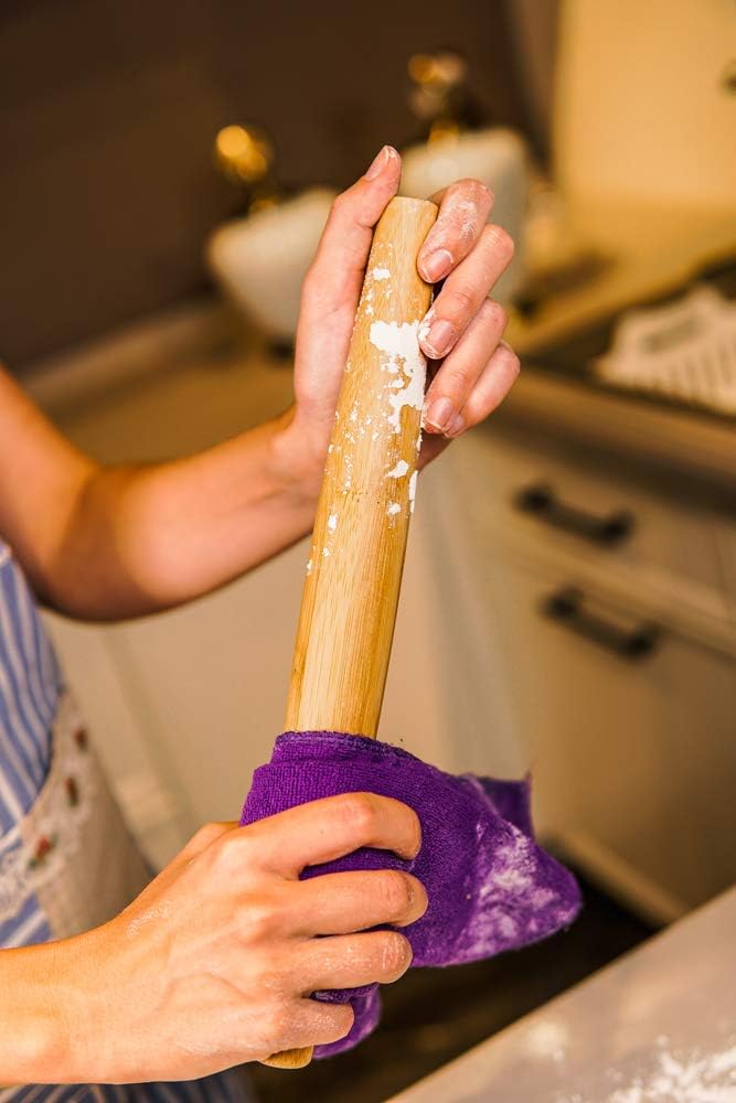 Skiennix Classic French Rolling Pin - Bamboo Wooden Design for Baking Pizza, Dough, Cookies | 13-Inch
