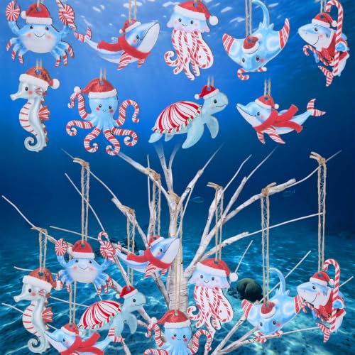 Conelist Ocean Coastal Christmas Ornaments - 27 Marine Sea Animal Decor Set