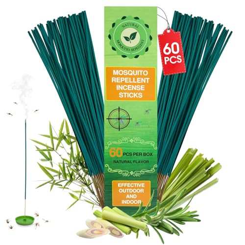 60 Pcs Citronella Mosquito Repellent Sticks - Natural Plant-Based Protection