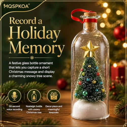 Forever Voice Recordable Christmas Tree Ornament 1pcs Glass Snow Scene Holiday Keepsake