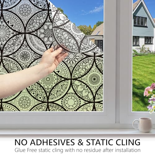 Boho Stained Glass Window Privacy Film, 17.7" x 78.7"