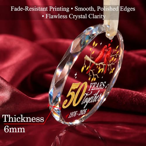 Bozspacer 50th Anniversary Ornament 2026 Golden 50 Years Together 3.1in Cardinals Glass Keepsake