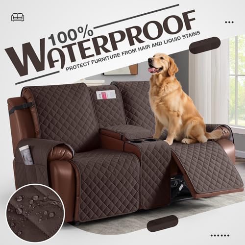 Waterproof Loveseat Recliner Cover with Console, Anti-Slip Protector