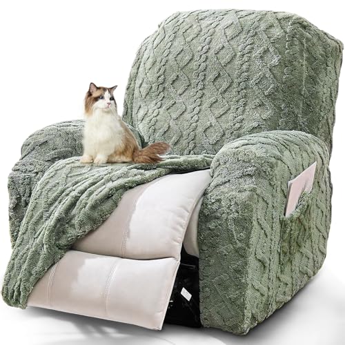 Recliner Chair Covers 4-Piece Set, Elastic Fitted Sofa Protector