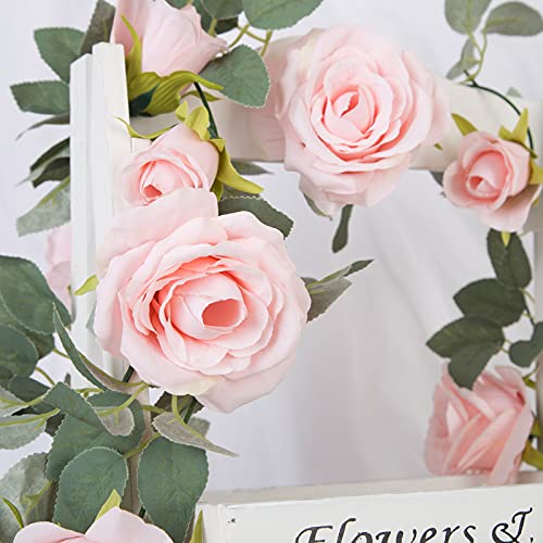 Artificial Pink Rose Vine Garland, 4 Pack 26ft Silk Hanging Flowers