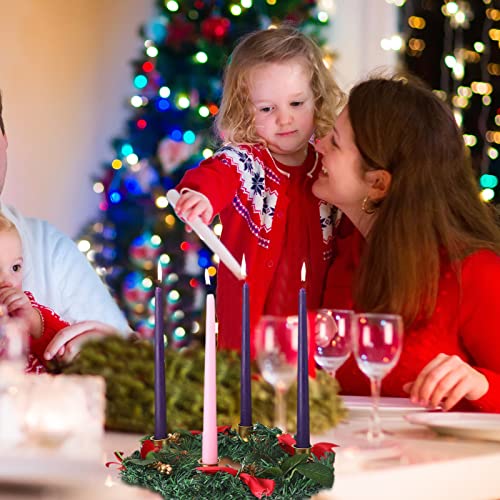 Dingion 12 Inch Christmas Advent Wreath with 4 Tapers - Red Series Holiday Decor
