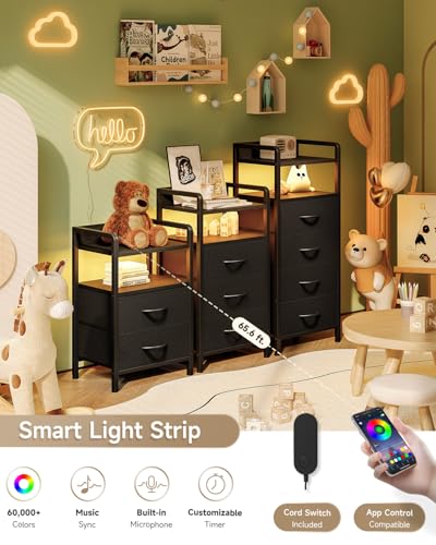 Lazzanto LED Nightstand with Charging Station & 2 Drawers, Black