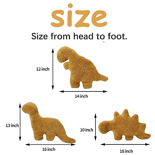 3 Pack Dino Nugget Pillow Plush - 18 Inch Soft Dinosaur Stuffed Animal Toy