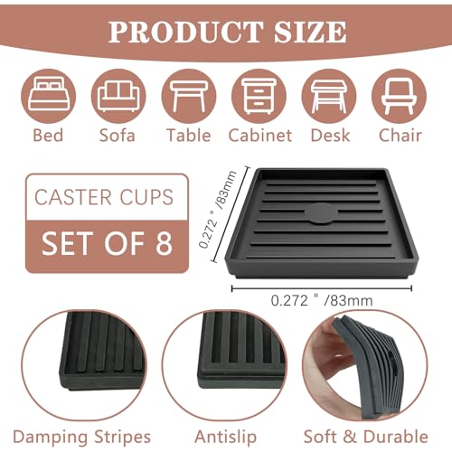 Heavy Duty Bed Risers - Set of 8, Adjustable Height 0.5-2 inch