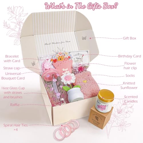 Unipinkart Pink Birthday Gift Basket for Women Teen Girls Self Care & Cute Accessories