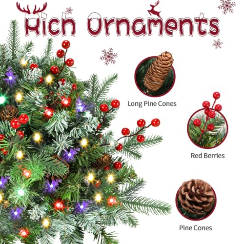 ENVEN Prelit Outdoor Christmas Urn Filler with 70 Multicolor LEDs - Outdoor Pathway & Porch Tree (2-pack) with Timer