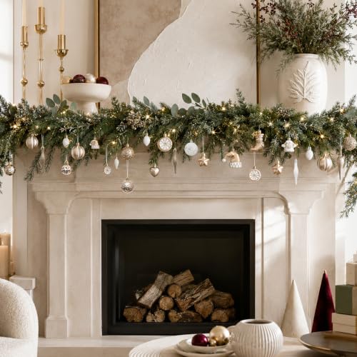 Champagne 46-Piece Christmas Ornaments Set for Tree & Wreaths - PurpleSwan (Champagne/White) 2.36in