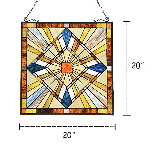 Handcrafted Stained Glass Window Panel 20" x 20" - Tiffany Style Suncatcher