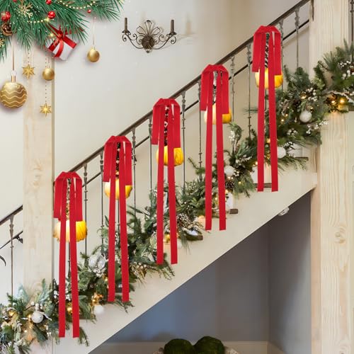 Medoore Red Velvet Christmas Bow 23.6x15.7 Inch Set of 12 Holiday Decor