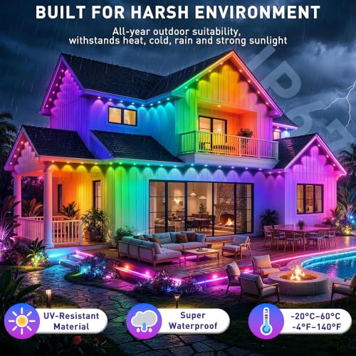 LADIKAKA 300FT RGB + IC Outdoor LED String Lights with Chasing Effect, Waterproof Smart RGB Strip for Holiday & Garden