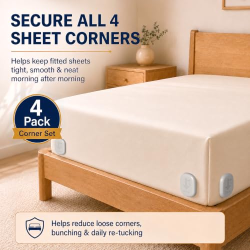 Bed Sheet Corner Holders (4-Pack) – 90° Quick Lock Fitted Sheet Clips