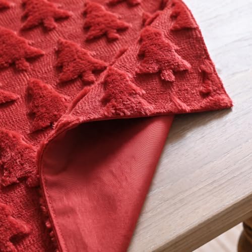 Christmas Table Runner 13 x 120 Inch Red Faux Fur Plush Holiday Decor