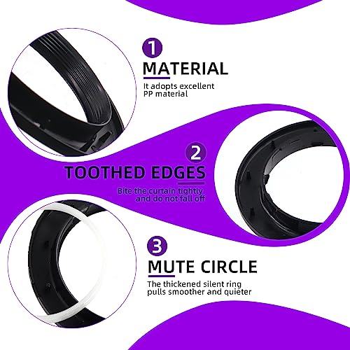 20 Pack Silent Curtain Grommets, 42mm Inner Diameter Plastic Rings for Drapes