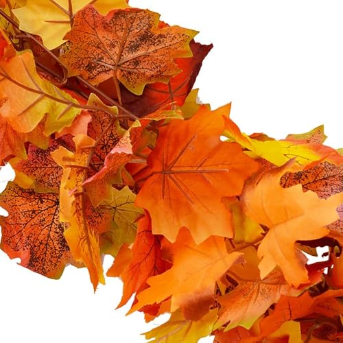 3-Pack Artificial Fall Maple Leaf Garland - 6ft Faux Autumn Hanging Vines