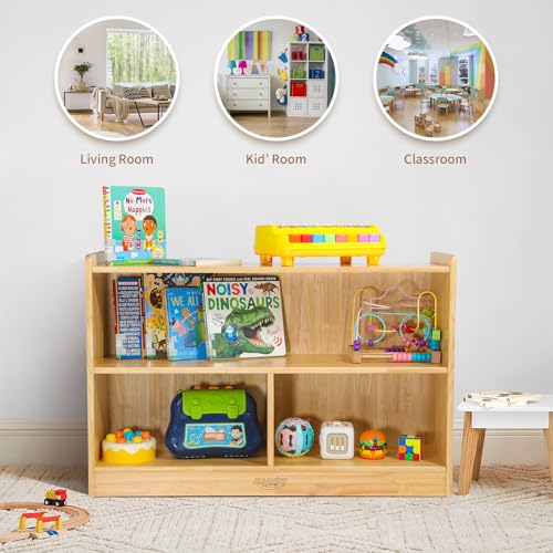 2-Tier Wooden Montessori Toy Shelf and Kids Bookshelf Organizer