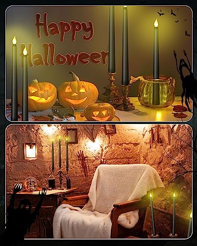 Funtery 48 Pack Flameless LED Taper Candles Black 11 Inch Classic Style for Decor