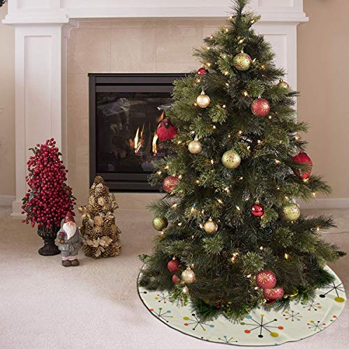 Retro Modern Christmas Tree Skirt 35.5 Inch White Holiday Decor
